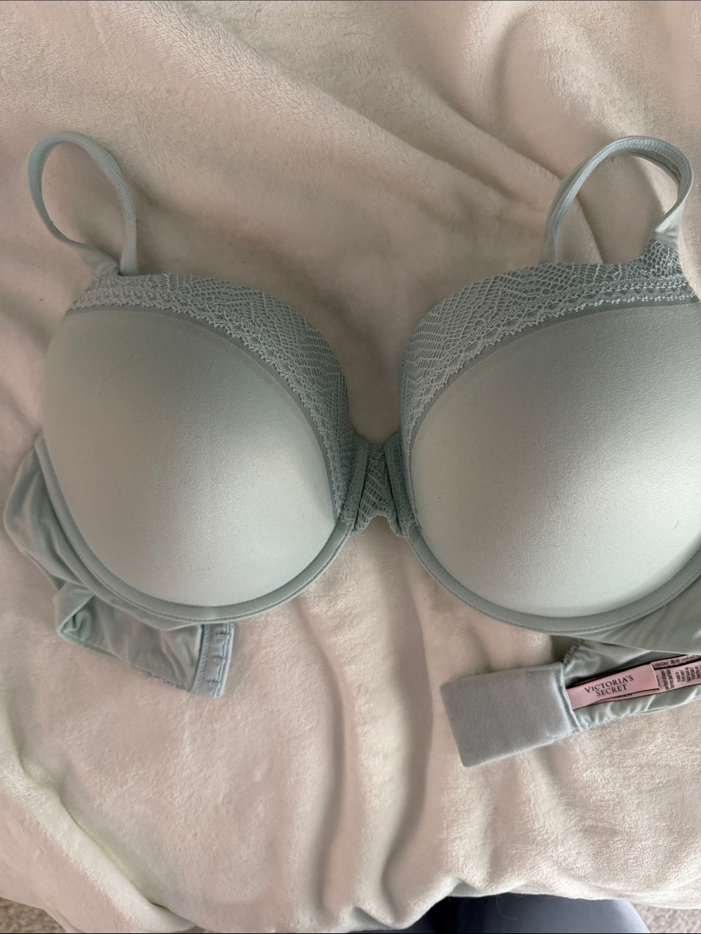 Victoria's Secret Pale Blue Lace-Trim Push-Up Bra